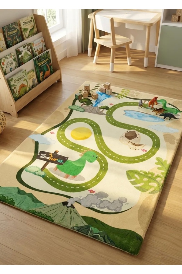 zooturak Çocuk Oyun Matı Bebek Minderi Dinazor 100x150