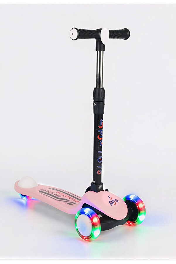 PRO Toys Işık/Ledli Üç Teker Yükseklik Ayarlanabilir ve Katlanabilir Fren Sistemli Çocuk Scooter