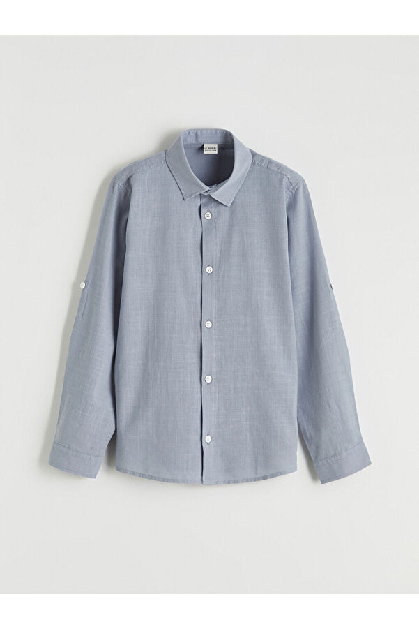 LC Waikiki LCW Kids Indigo Uzun Kollu Erkek Çocuk Poplin Gömlek