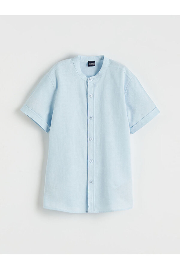 LC Waikiki Mavi Hakim Yaka Kısa Kollu Erkek Çocuk Gömlek