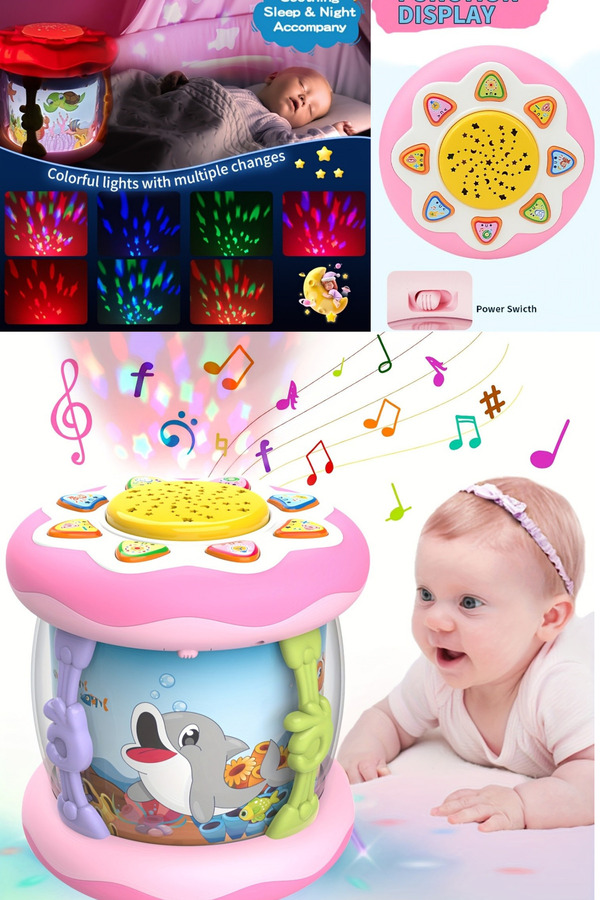 LRS STORE Bebek İçin Işıklı Müzikli Hareketli Akvaryum Projeksiyon Gece Lambası-Dönme Özellikli Uyku Arkadaşı