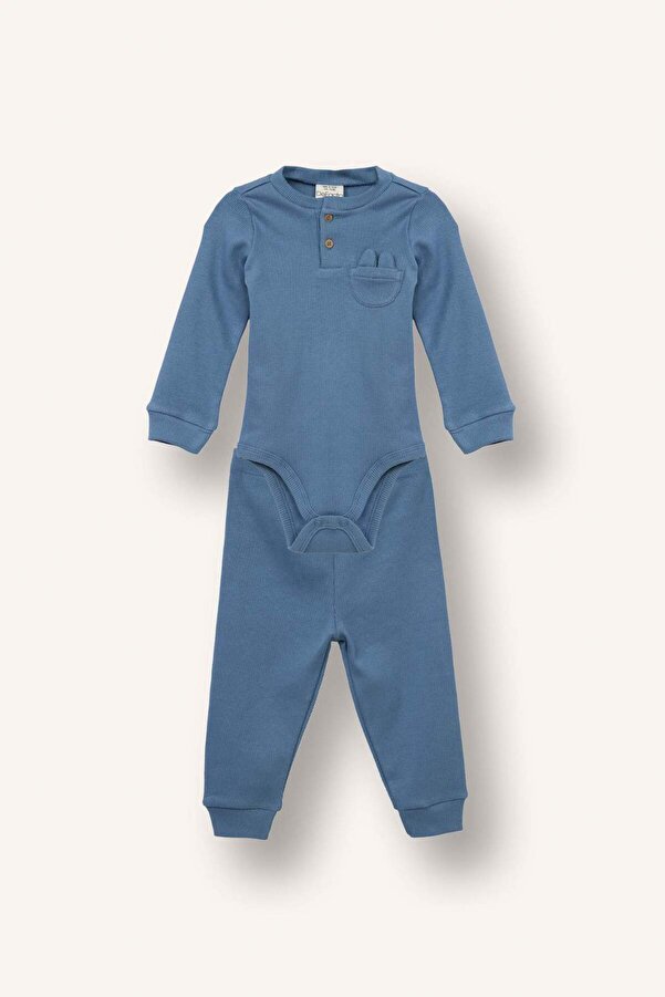 Defacto 2'li Takım Fitilli Kaşkorse Uzun Kollu Tişört Eşofman Altı Erkek Bebek F4660A525AU