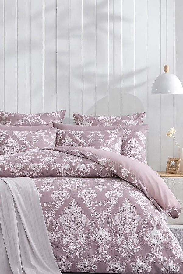 İQON Lastikli Çarşaflı Nevresim Takımı Çift Kişilik ROYAL GÜLKURUSU