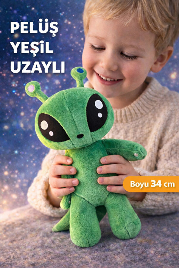 IKEA Aftonsparv 34 Cm Yeşil Uzaylı Alien Yumuşak Peluş Oyuncak