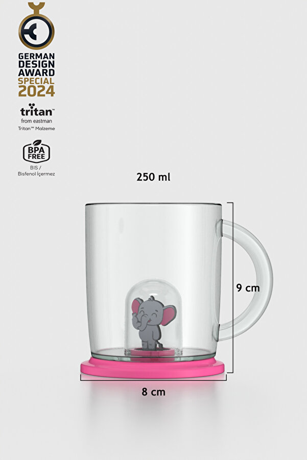 Renga Joy Fil Figürlü 250 ml Kulplu Tritan Bardak 222053 Pembe