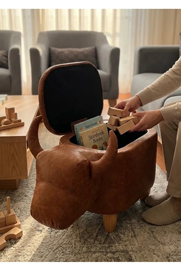 zooturak Organizer Boğa Bulli Hayvanlı Puf Çocuk Koltuğu