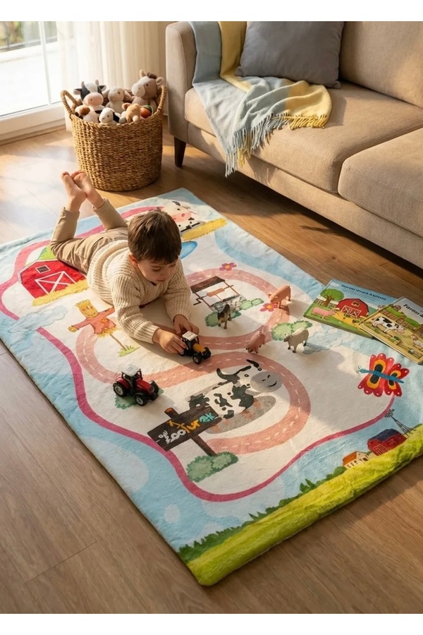 zooturak Çocuk Oyun Matı Bebek Minderi Inek 100x150