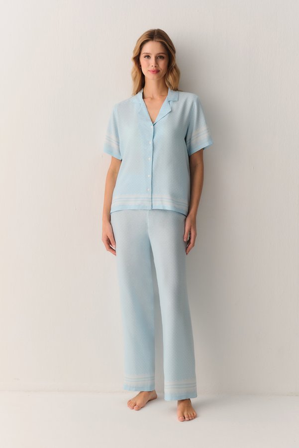 Suwen Cute Shirt Collar Pajama Set
