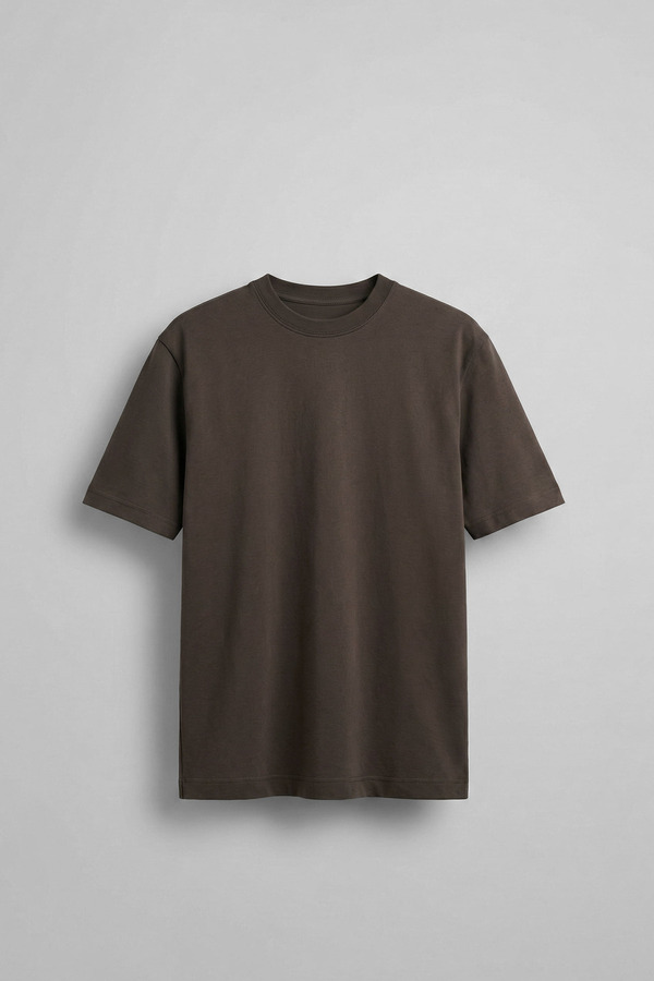 ablukaonline Men's Oversize Premium Fabric Basic T-Shirt Brown