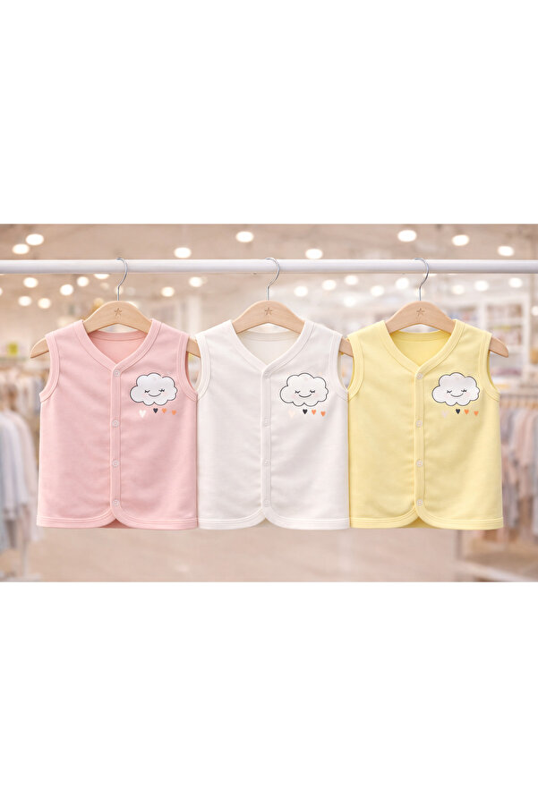 canmana kids&baby %100 Pamuk Yenidoğan Bebek Yelek 3lü