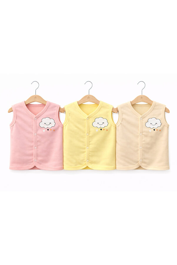 canmana kids&baby Bebek Yelek 3’lü Set %100 Pamuk Çıtçıtlı Yumuşak Dokulu Bebeğiniz için Üretildi