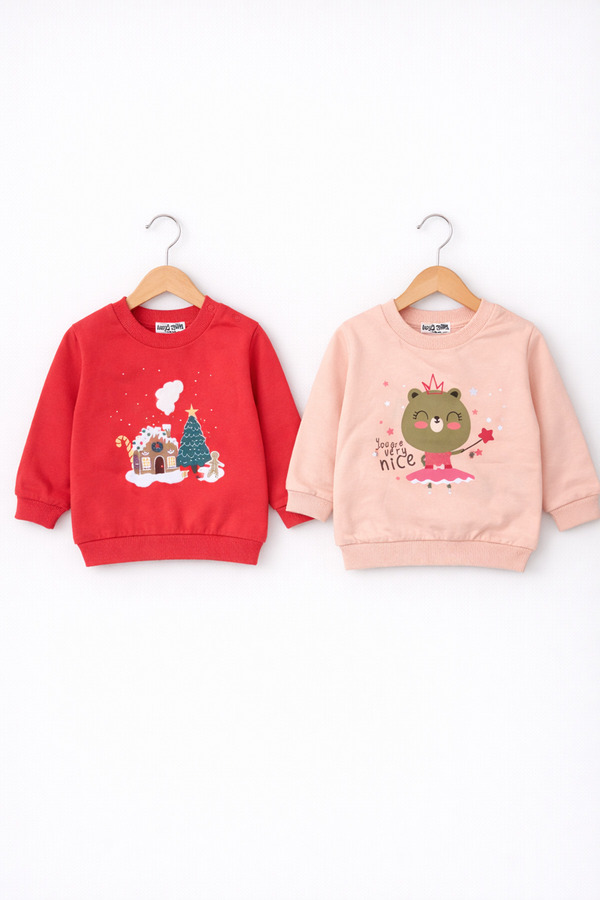 Hello Baby Kız Bebek Pamuklu Sweatshirt – Desenli Model