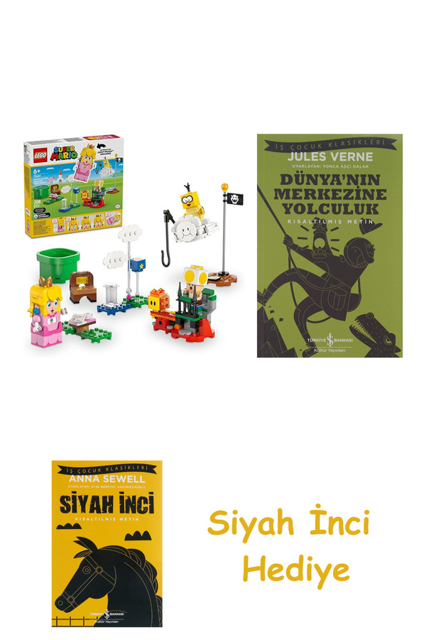 Türkiye İş Bankası Kültür Yayınları Super Mario İnteraktif Peach ile Macer + Dünyanın Merkezine Yolculuk + Siyah İnci Hediye