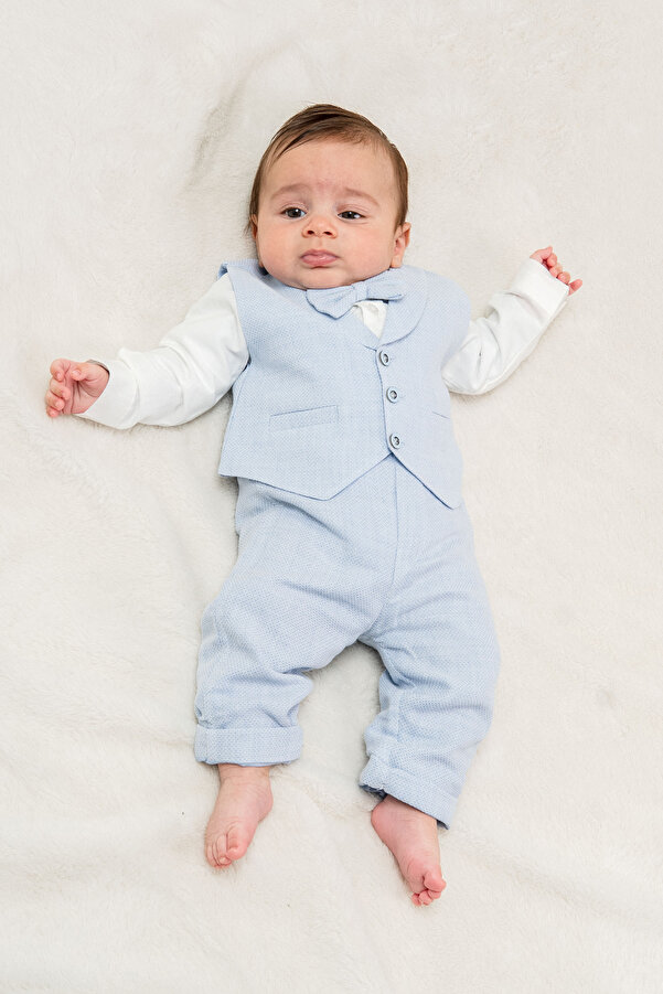 moukou Erkek Bebek Mevlüt & Özel Gün Takımı Kutulu – Papyonlu Yelekli Gömlek Pantolon Seti