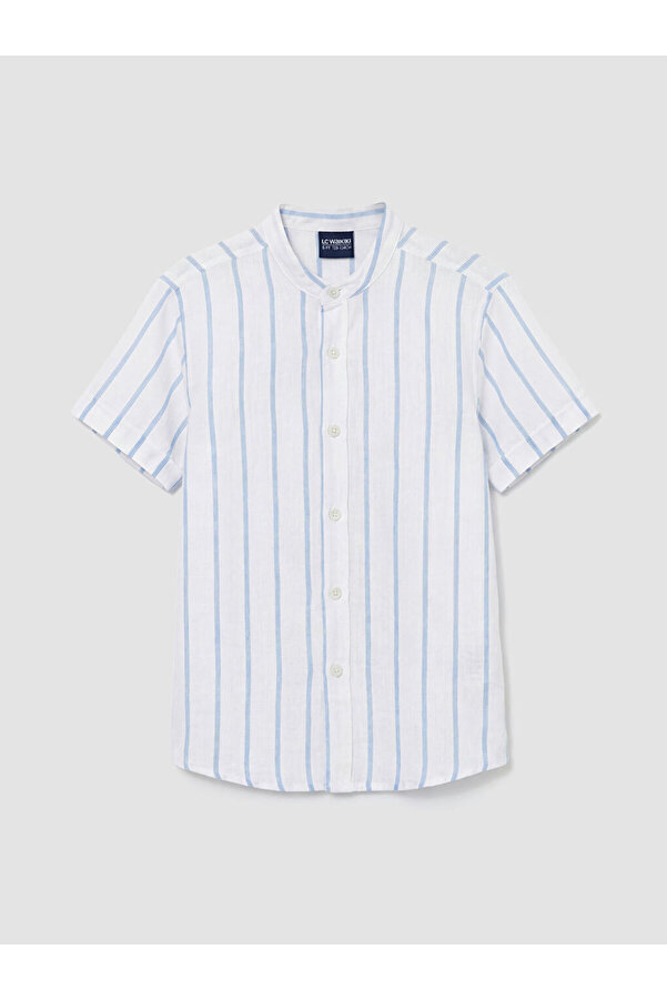 LC Waikiki Mavi Hakim Yaka Çizgili Erkek Çocuk Gömlek