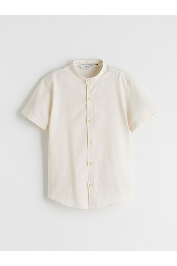LC Waikiki Bej Hakim Yaka Kısa Kollu Erkek Çocuk Gömlek