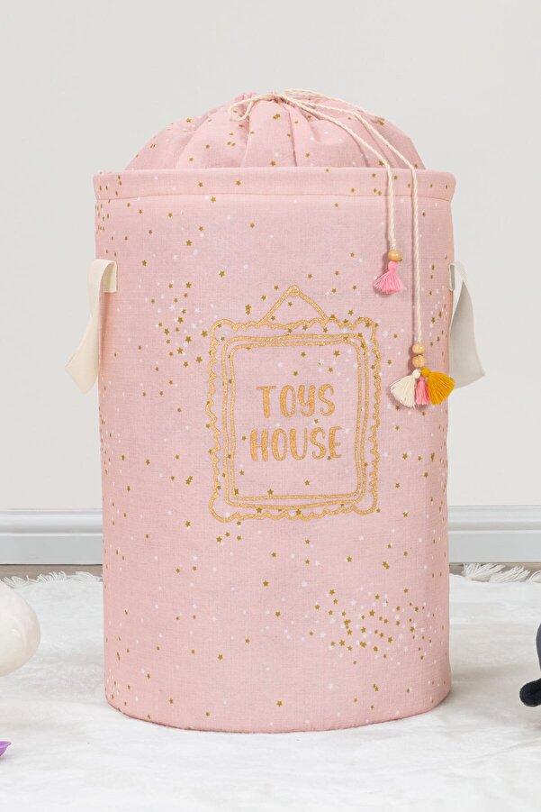 ALAS Bebek Çok Amaçlı Baskılı Yuvarlak Torbalı Oyuncak-Kirli Çamaşır Sepeti