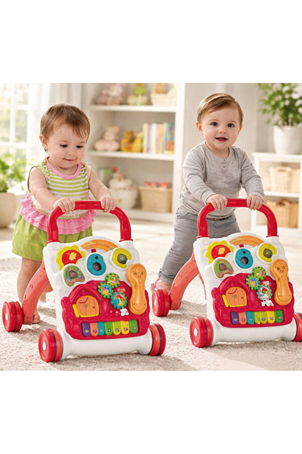 FEYSSHOP 4'ü 1 Arada Eğitici Bebek İlk Adım Arabası -Müzikli Piyanolu Aktivite Masası ve Yürüteç