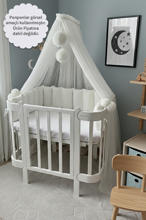 Kiddy Happy Beyaz Beşik Cibinliği Ve Cibinlik Aparatı