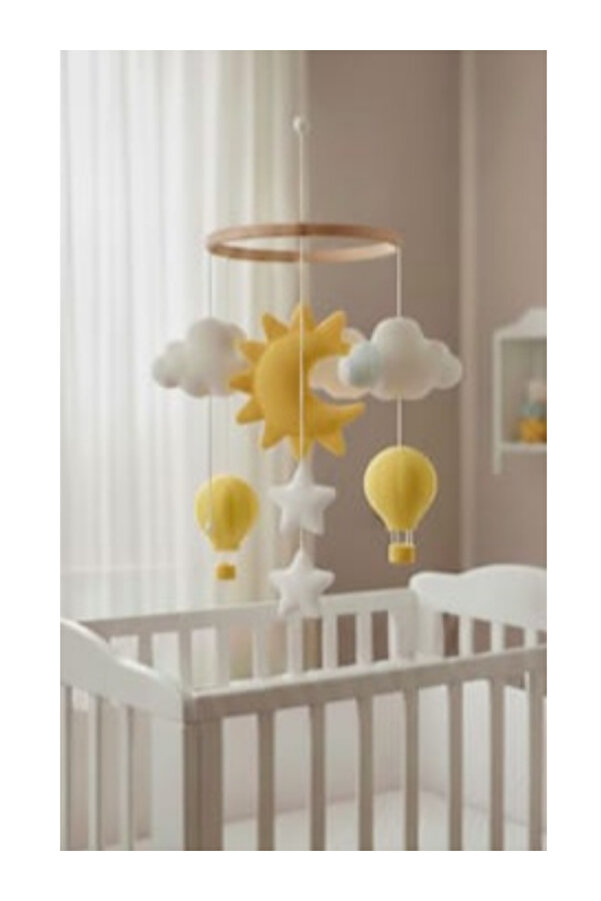 keçedekorr Balonlu el yapımı bebek beşik dönencesi, beşik dönencesi