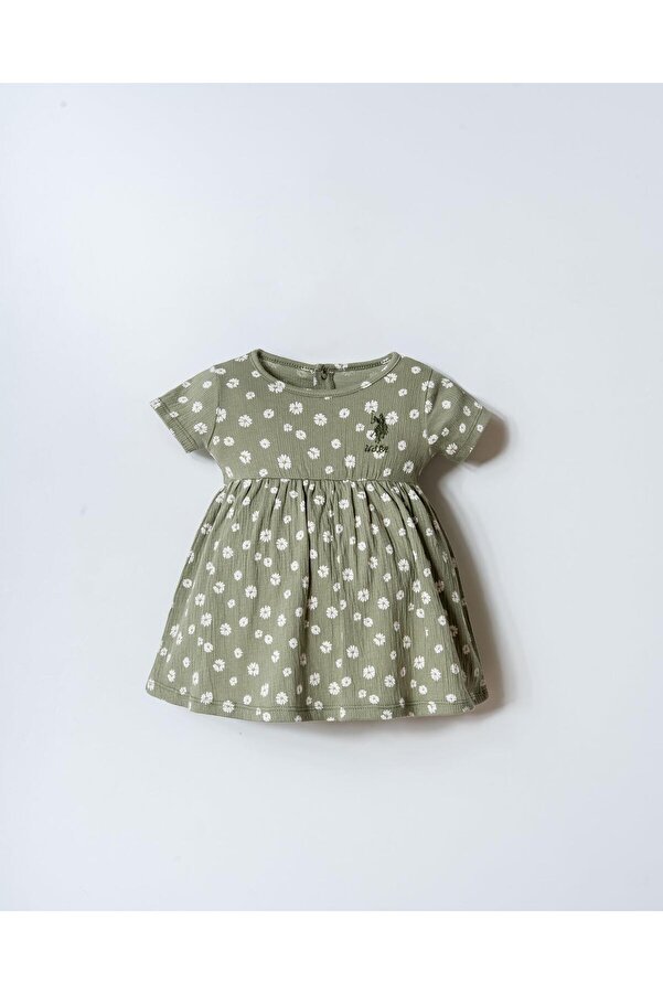 U.S. Polo Assn. Kız Bebek Papatya Desenli Elbise Pamuk Süprem Kumaş Yuvarlak Yaka Günlük Elbise
