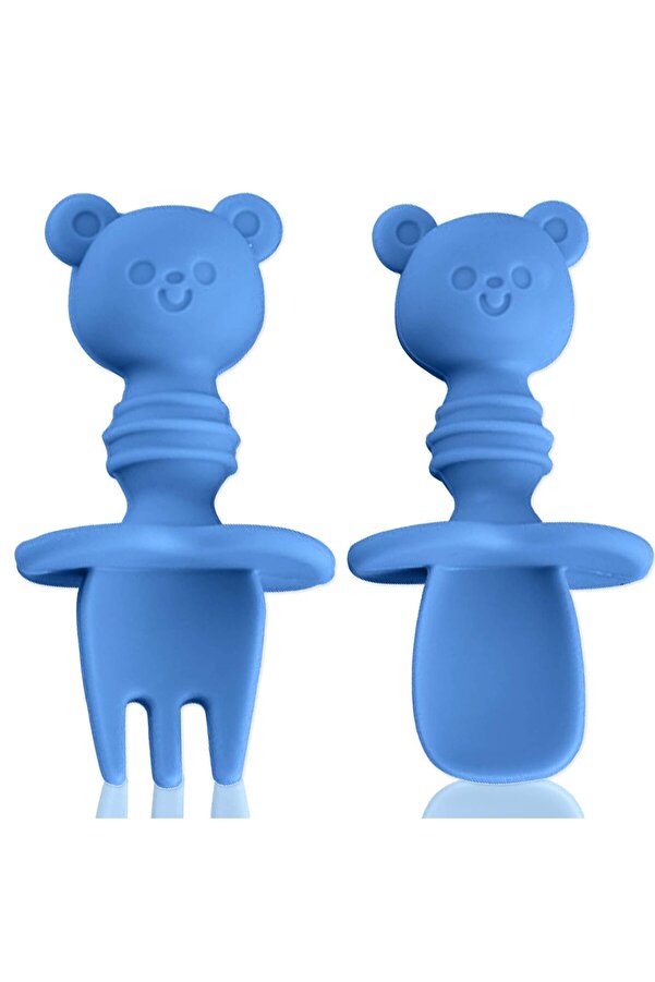 Hype Store Xspring Bebek Çatal ve Kaşık Seti, Silikon Kendinden Besleme Gereçleri, Taşıma Çantalı Bebek Çatal B