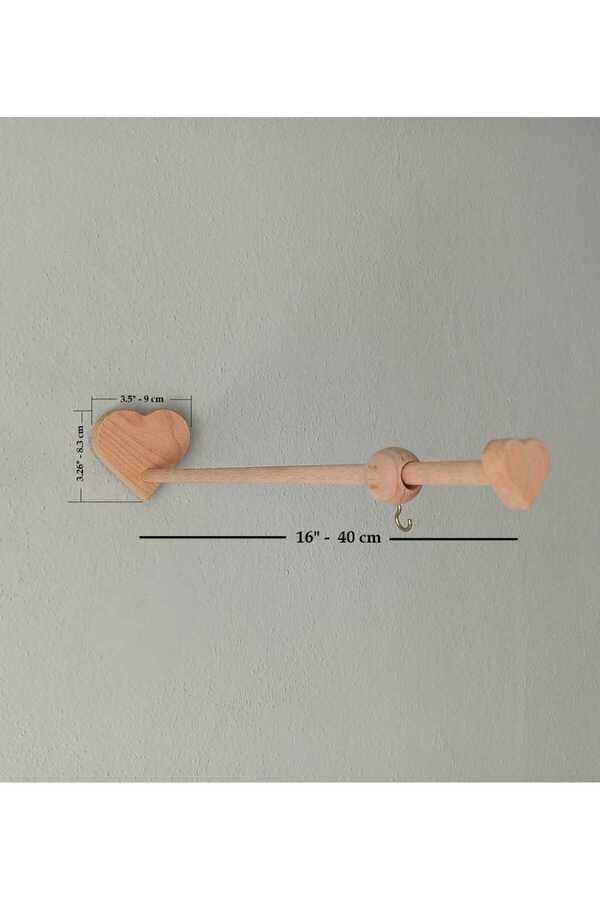 Dönence ahsap duvara sabıt asma aparatı kalp modeli