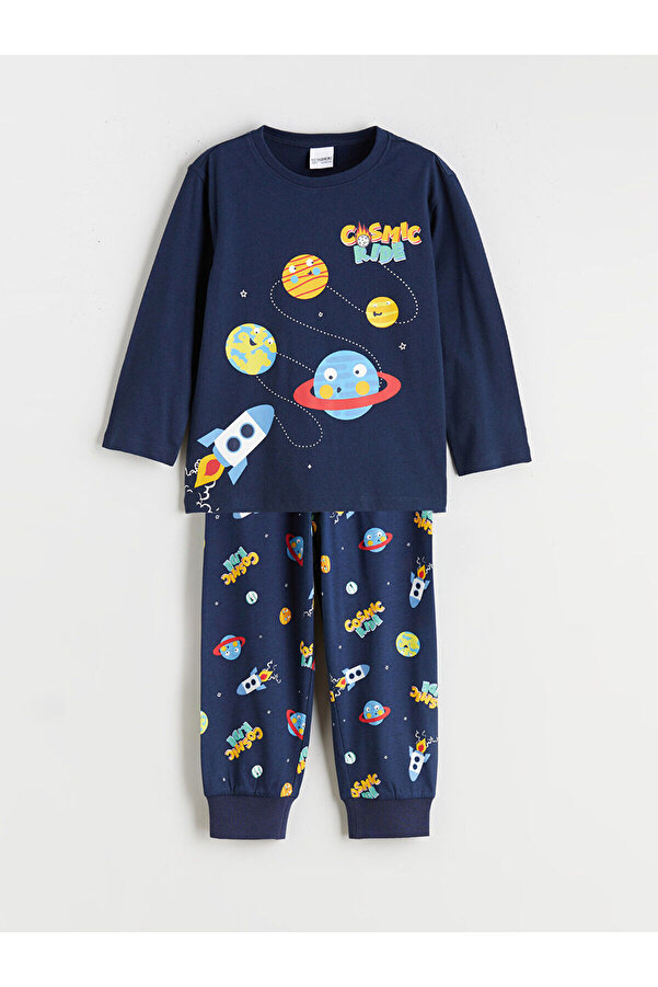 LC Waikiki Bisiklet Yaka Baskılı Erkek Çocuk Pijama Takım