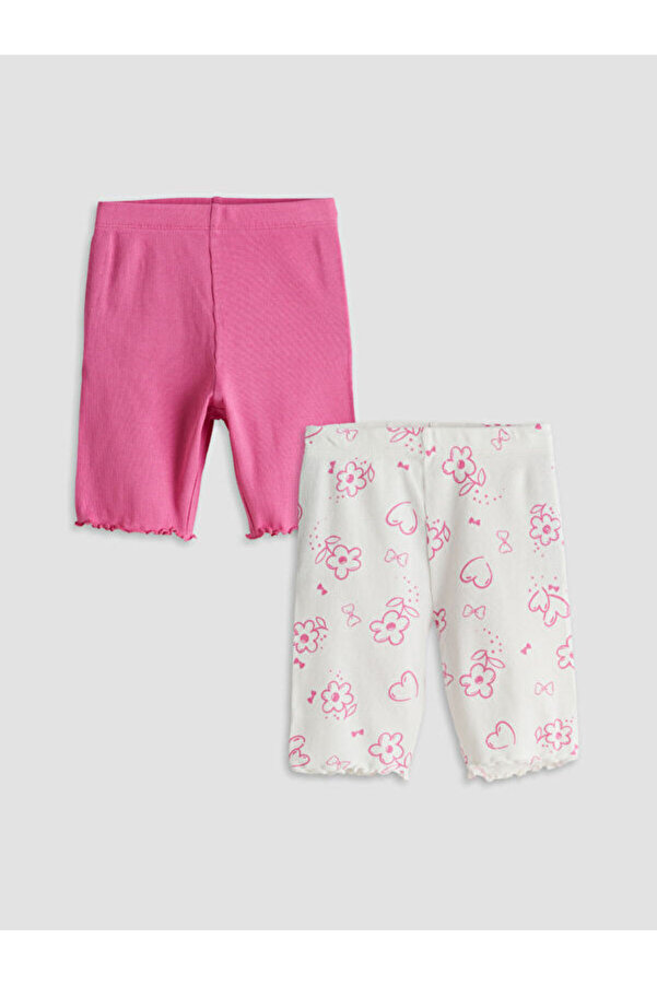 LC Waikiki RMZ GİYİM FARKIYLA Baskılı Kız Çocuk Kısa Tayt 2'li