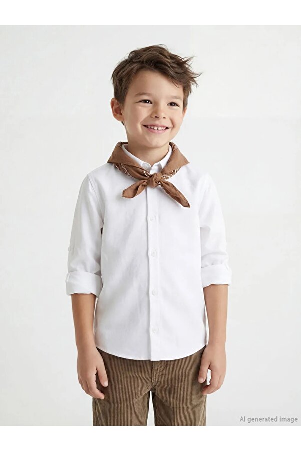 LC Waikiki LCW Kids Beyaz Basic Uzun Kollu Erkek Çocuk Gömlek