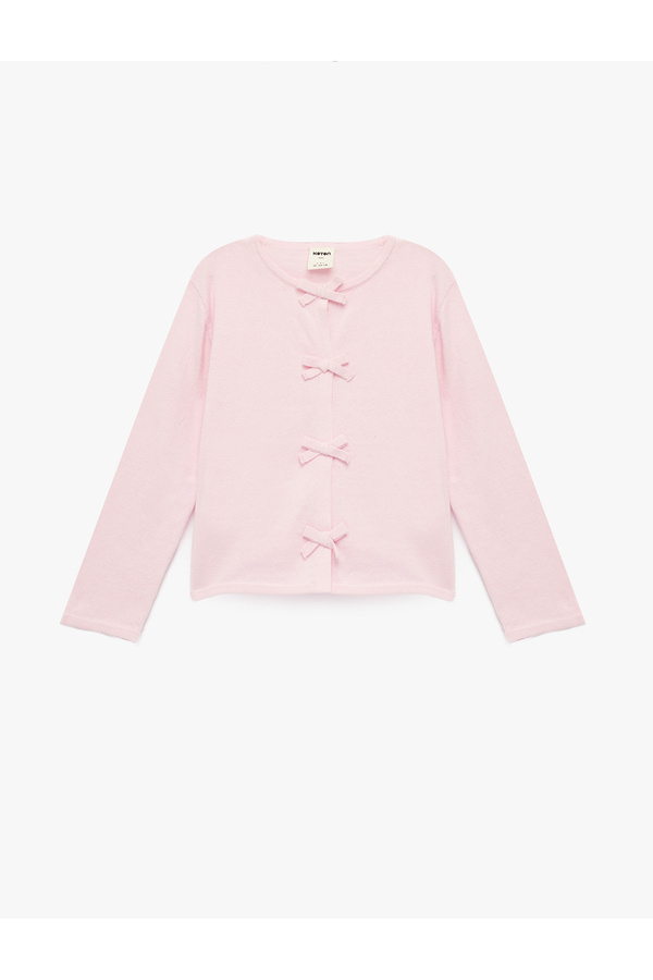 Koton Uzun Kollu Bisiklet Yaka Fiyonklu Pamuklu Hırka