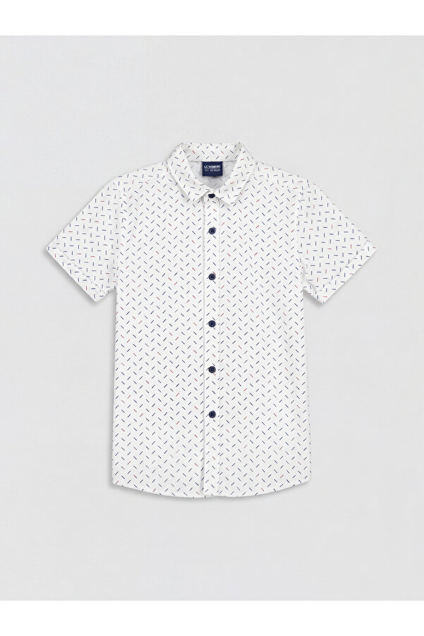 LC Waikiki Beyaz Kısa Kollu Desenli Erkek Çocuk Gömlek
