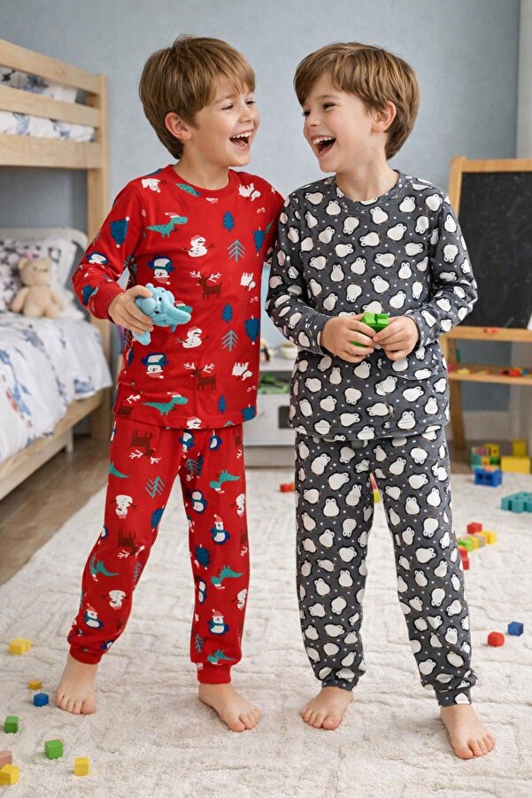 Vivolas 2’li Set %100 Pamuk Çocuk Pijama Takımı – Kız & Erkek, Desenli (1-12 Yaş)