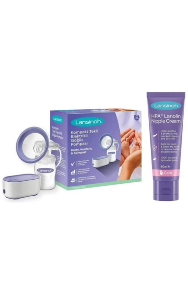 LANSINOH Tekli Elektrikli Göğüs Pompası & Lanolin Hpa Göğüs Ucu Kremi 40 ml Set