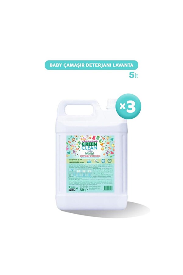 Green Clean Baby Bitkisel Çamaşır Deterjanı Lavanta Yağlı 5 lt x 3