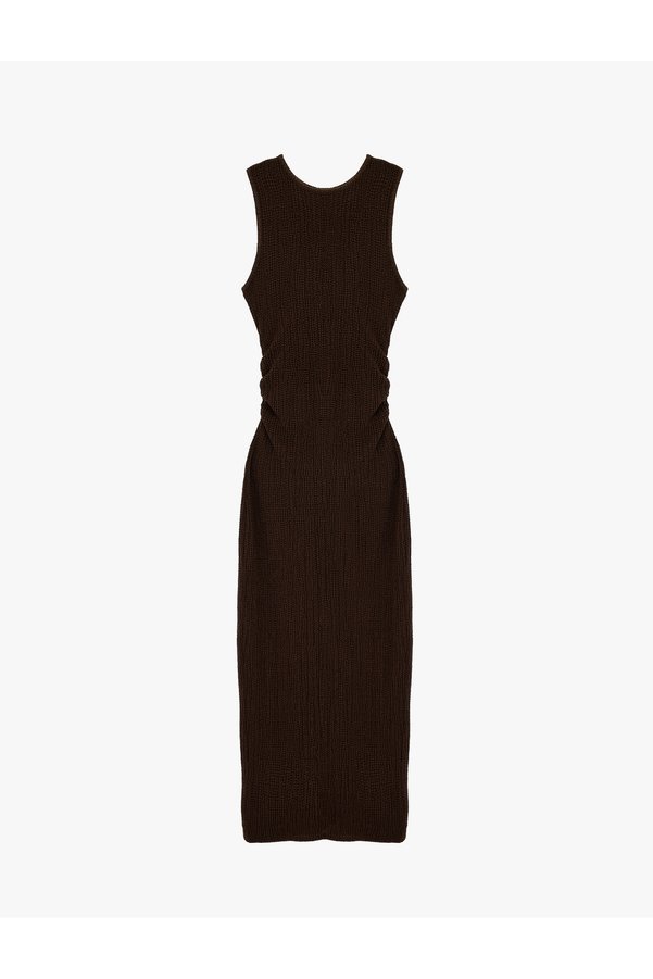 Koton Women'S Brown Midi Pencil Dress