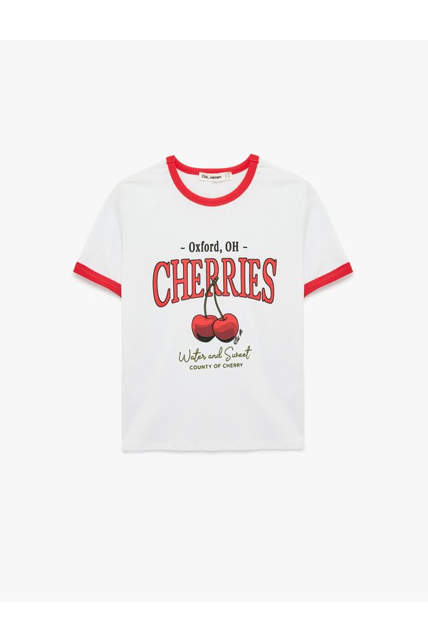 Koton Women'S Ecru Printed Cotton T-Shirt