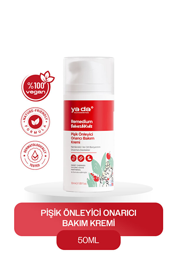 ya da multicosmetics Remedium Babies & Kids Pişik Önleyici Onarıcı Bakım Kremi, %10 Çinko İçerikli, Vegan, 50 ml