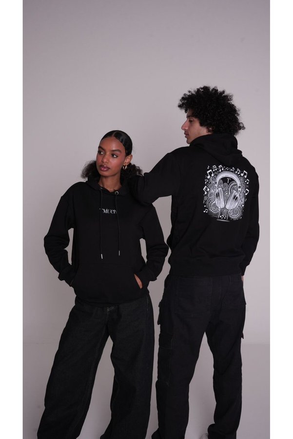 T-MUCH Headset Black Hoodie - UNISEX
