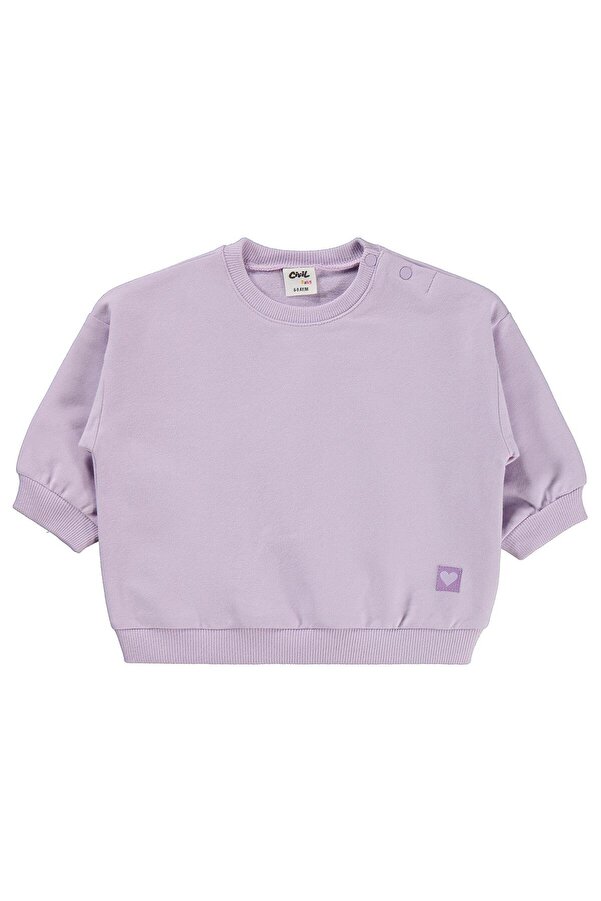 Civil Baby Civil Basic Kalp Etiketli 6-18 Ay Sweatshirt - Lila 9-12 Ay