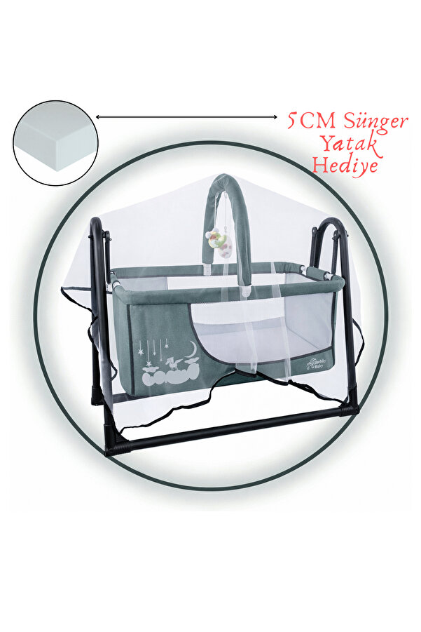CHUBBY BABY Candy Sepet Beşik Anne Yanı Portatif Beşik Yeşil