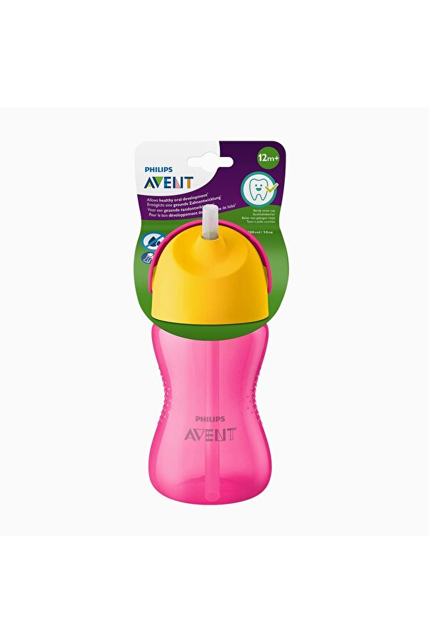 Hype Store SCF798/02 Desenli Pipetli Bardak (300 ml, Pembe)
