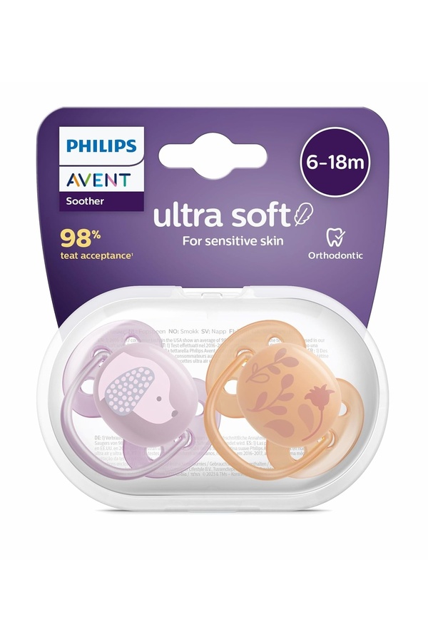 Hype Store Ultra Soft Emzik, Kız Bebekler için 6‑18 Ay, 2’li Paket, Ortodontik Silikon, FlexiFit Kalkanlı, Ultr