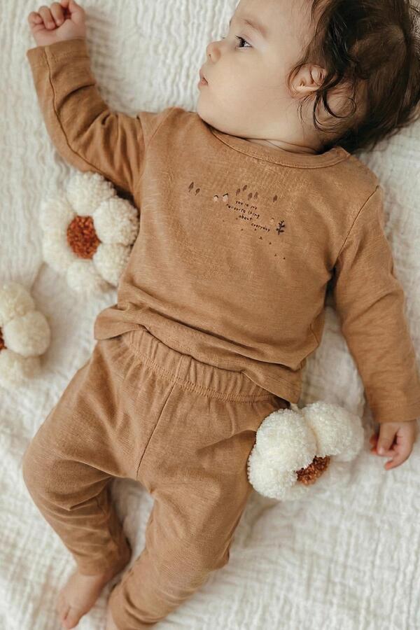 Cigit Baskılı Mevsimlik T-Shırt 0-4 Yaş Camel