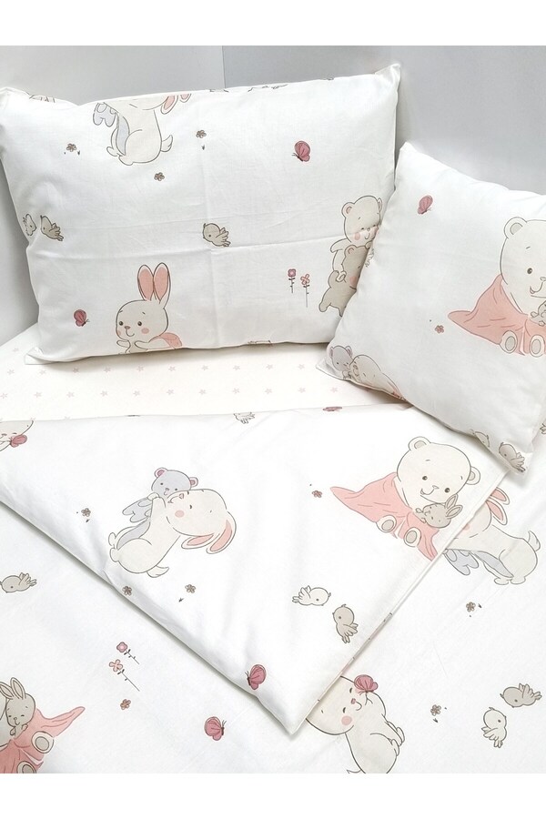 Yada Baby %100 Pamuklu Kumaştan Bebek 6 Parça Yorgan Ve Nevresim Takımı & Uyku Seti (70 X 120 CM)