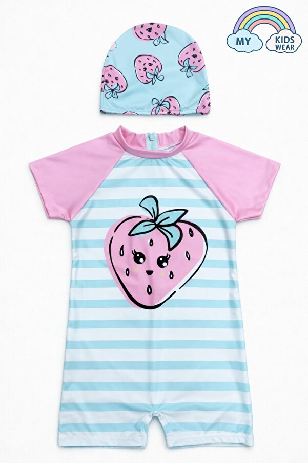 My Kids Wear Kız Çocuk Boneli Fermuarlı Plaj Mayosu 2-8 Yaş 12561