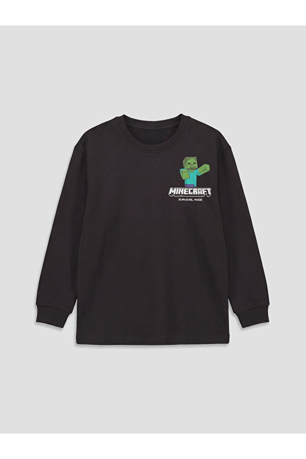 LC Waikiki Nevaa Collection Antrasit Minecraft Baskılı Erkek Çocuk Sweatshirt