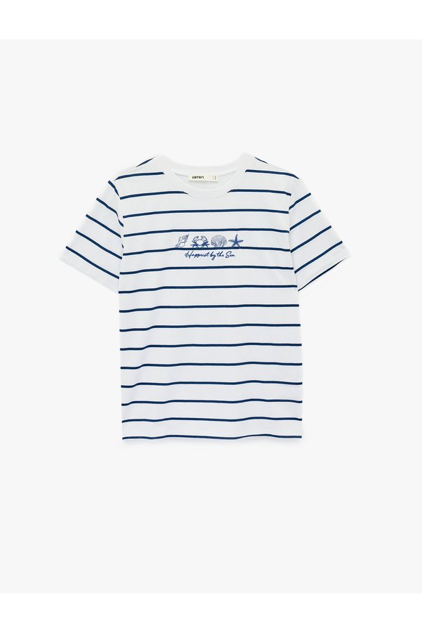 Koton Women'S Navy Stripe Striped T Shirt