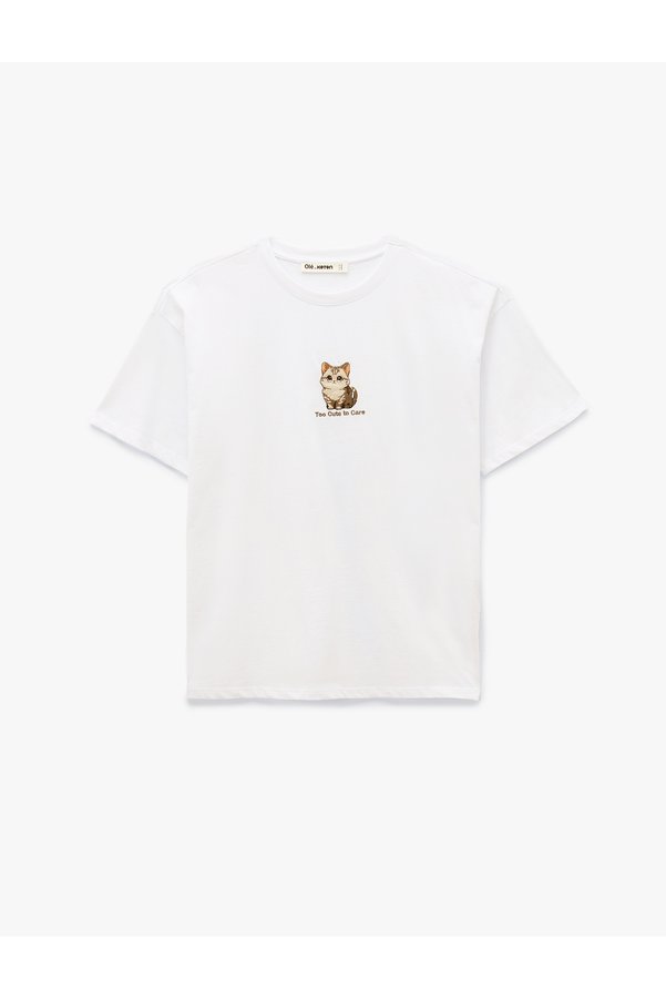 Koton Women'S Ecru Oversized T-Shirt