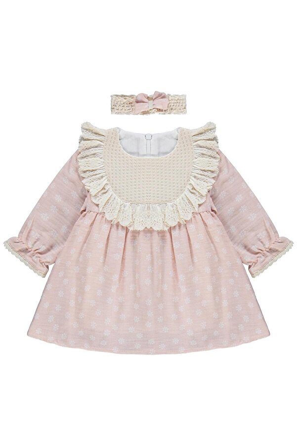 Kumru Lüks Roba Fistolu Bandanalı 6-18 Ay Elbise - Pembe 6-9 Ay